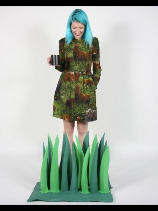 Birds Of North America Dresses & Skirts - Birds of North America Forest Print Long Sleeve Dress in Green and Brown